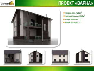 ПРОЕКТ «ВАРНА» ПЛОЩАДЬ ДОМА –  143,4  М 2 КОЛИЧЕСТВО СПАЛЕН  –  3 ПОЛЕЗНАЯ ПЛОЩАДЬ –  123,9 М 2 КОЛИЧЕСТВО ЭТАЖЕЙ  – 2 