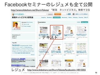 http://www.slideshare.net/ShurinYokota/




                http://www.slideshare.net/ShurinYokota/facebookin-10015055
                   (   )                                                     90
 