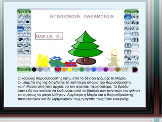 Ο κούκλος Καρυοθραύστης κάτω από το δέντρο τρόμαζε τη Μαρία. Ο μπαμπά της της διηγήθηκε τη λυπητερή ιστορία του Καρυοθραύστη και η Μαρία από τότε άρχισε να τον αγαπάει περισσότερο. Το βράδυ όταν είδε τον κούκλο να κινδυνεύει από το βασιλιά των ποντικών τον φίλησε και αμέσως τα μάγια λύθηκαν. Αργότερα η Μαρία και ο Καρυοθραύστης παντρεύτηκαν και δε λησμόνησαν πως η αγάπη τους ήταν ειλικρινής.  