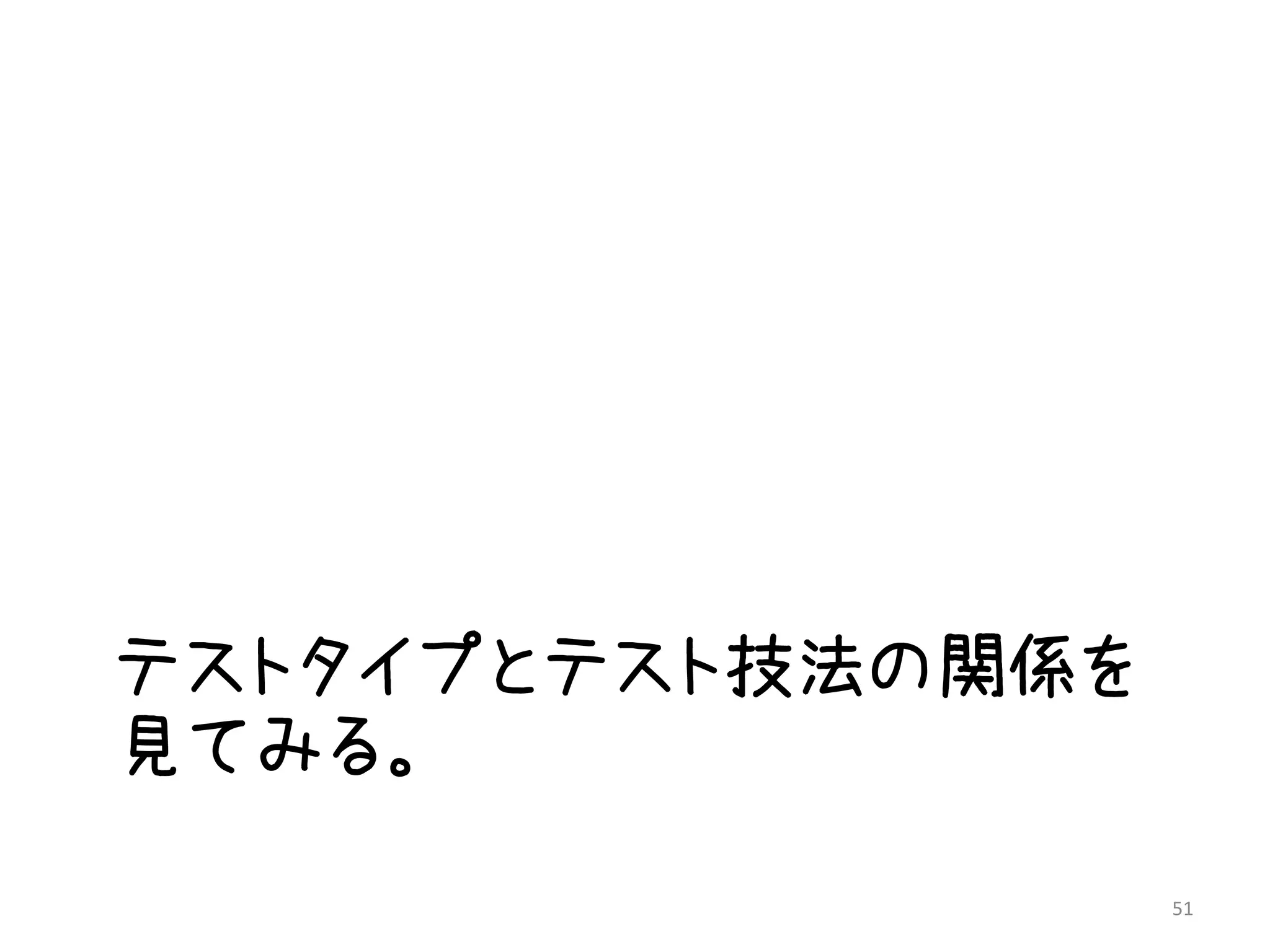 テストタイプとテスト技法の関係を
見てみる。

                   51
 