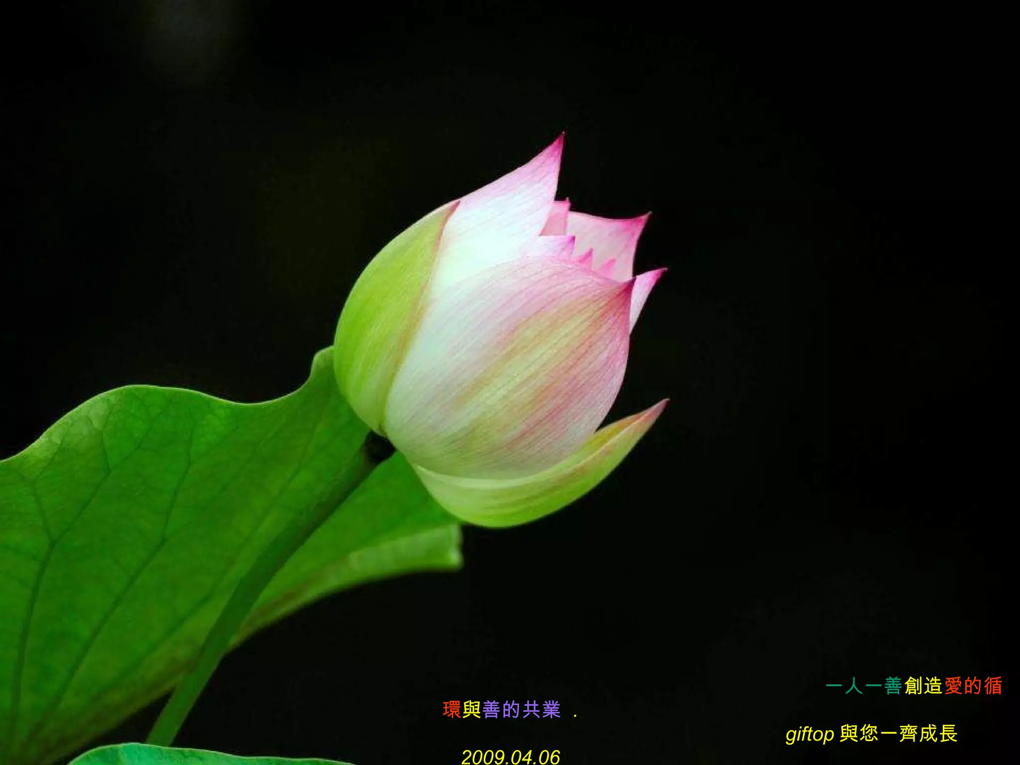 一人一善 創造 愛的循環 與 善的共業  .   giftop 與您一齊成長  2009.04.06 更多公益‧分享 PPS 在 :  http:/www.giftop.com.tw/PPS-Share.htm   歡迎下載  ,  轉寄分享  