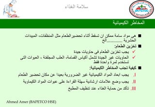 ‫ؿالِس جٌغظجء‬

                                                                 ‫جٌّشحؿغ جٌى١ّ١حت١س‬

         ‫‪ِٛ ٝ٘ ‬جص ؿحِس ِّىٓ جْ ضـمؾ أغٕحء ضذؼ١غجٌـوحَ ِػً جٌّٕلفحش، جٌّر١ضجش‬
                                                            ‫جٌذشغ٠س ............جٌز‬
                                                                     ‫‪ ‬ضشؼ٠ٓ جٌـوحَ:‬
                                         ‫‪٠ ‬جد ضشؼ٠ٓ جٌـوحَ فٝ دحٚ٠حش ج١ضز‬
      ‫‪ ‬جٌذحٚ٠حش غ١غ جٌج١ضز ضشًّ أو١حؽ جٌمّحِس، جٌوٍد جٌّجٍفٕس ، جٌورٛجش جٌطٝ‬
                                                      ‫ضـطشضَ ٌّغز ٚجدضز فمؾ‬
                                                   ‫‪ ‬و١ف١س ضجٕد جٌّشحؿغ جٌى١ّ١حت١س:‬
     ‫‪٠ .I‬جد جذوحص جٌّٛجص جٌى١ّ١حت١س غ١غ جٌؼغٚع٠س ذو١ضج هٓ ِىحْ ضذؼ١غ جٌـوحَ‬
        ‫‪٠ .II‬جد ٚػن هالِحش جعشحص٠س ؿٍٙس جٌمغجءز هٍٝ هرٛجش جٌّٛجص جٌى١ّحٚ٠س‬
                                      ‫‪ .III‬ضأوض ِٓ دّح٠س جٌغظجء هٕض ضٕل١ف جٌّـرز‬

‫)‪Ahmed Amer (BAPETCO HSE‬‬
 