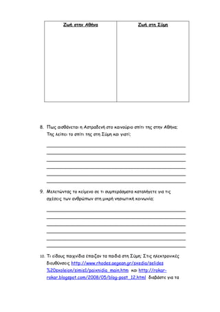 Η ΖΩΗ ΣΤΗ ΣΥΜΗ, ΕΥΓΕΝΙΑ ΦΑΚΙΝΟΥ, ΦΥΛΛΟ ΕΡΓΑΣΙΑΣ