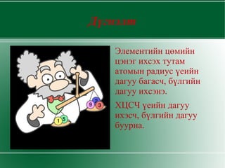 Үелэх системийн үе, бүлгийн дагуух зүй тогтлыг гаргах 