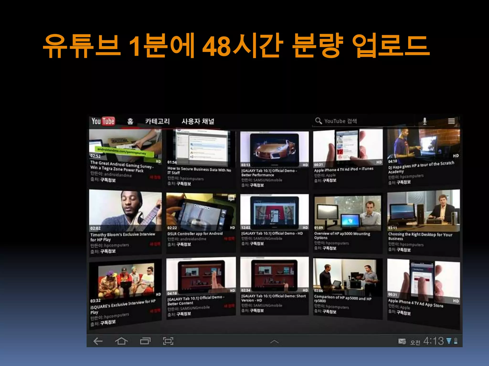 유튜브 1분에 48시간 분량 업로드
 