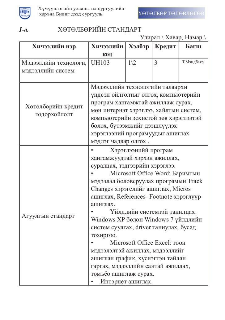хөтөлбөр төлөвлөгөө