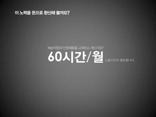 배송작업의 인원채용을 고려하고 계신가요?
60시간/월노동시간이 필요합니다.
이 노력을 돈으로 환산해 볼까요?
 