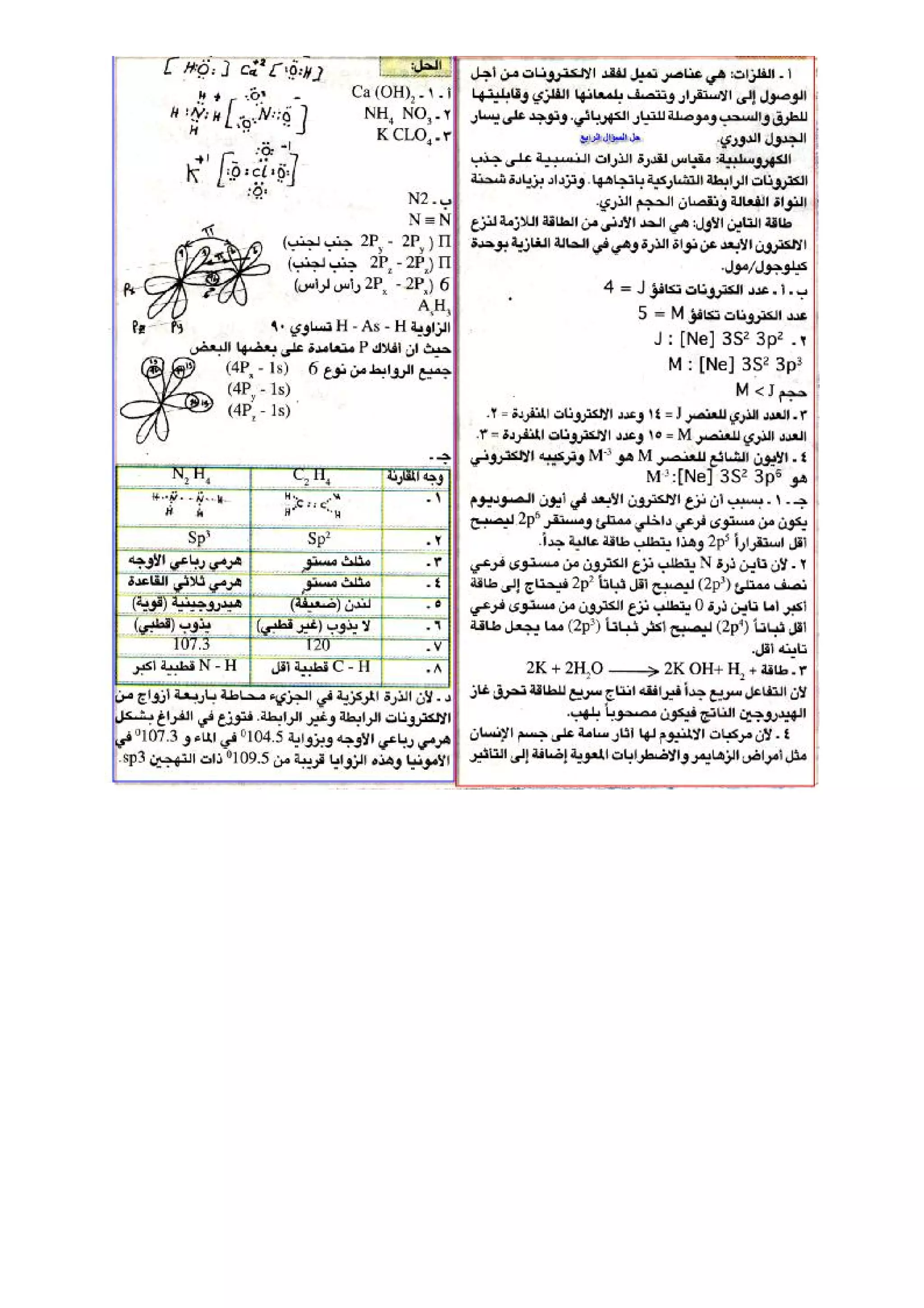 اسئلة كيمياء مع اجابتها