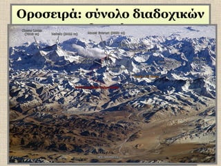 Οροσειρά: σύνολο διαδοχικών 
βουνών

 