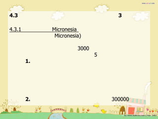 4.3                                 3

4.3.1        Micronesia
              Micronesia)

                       3000
                              5
        1.




        2.                        300000
 