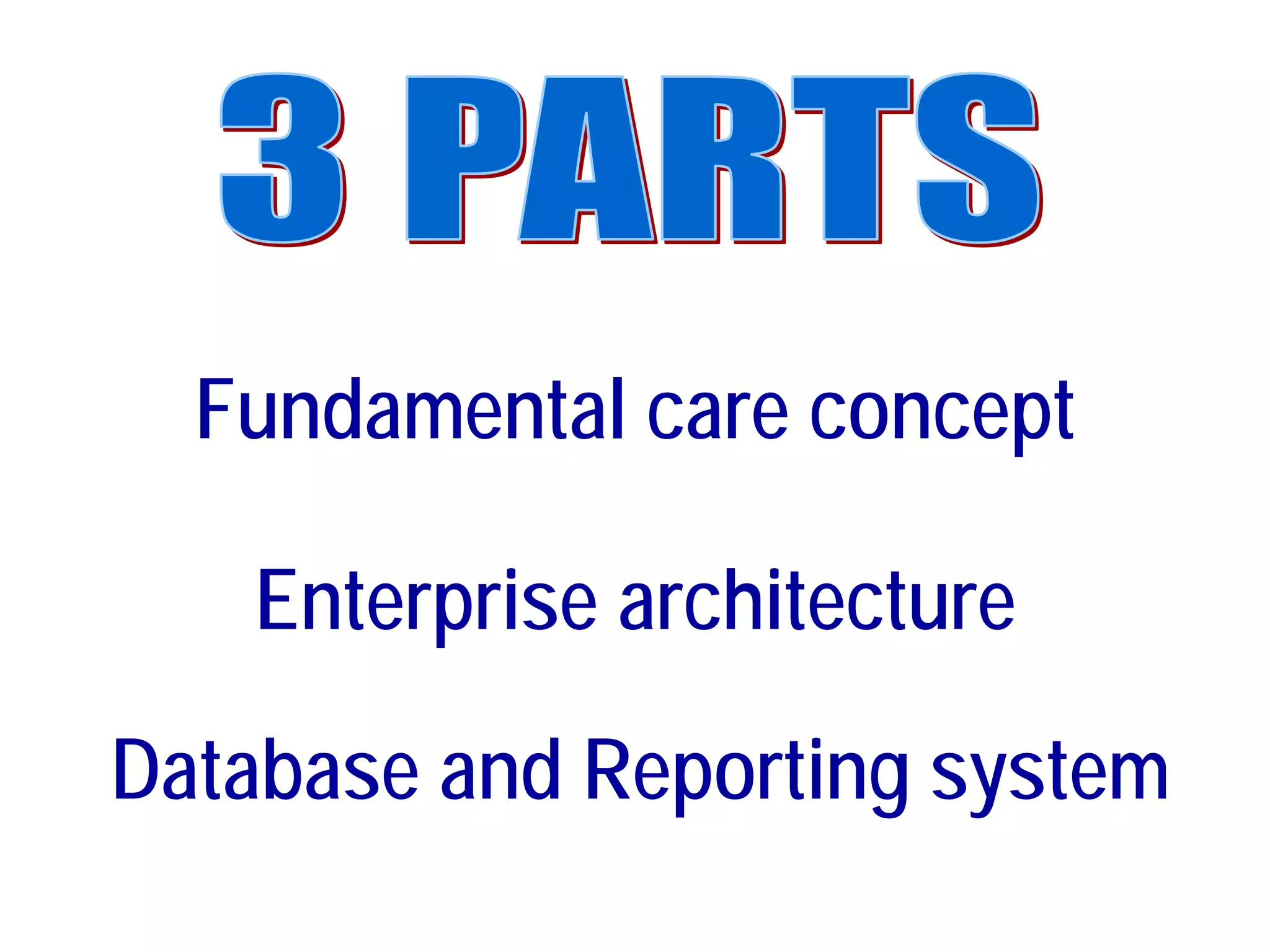 Fundamental care concept

   Enterprise architecture

Database and Reporting system
 