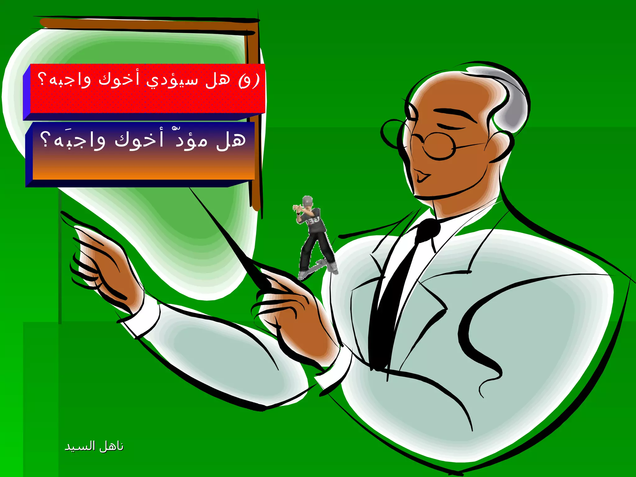 ( و )  هل سيؤدي أخوك واجبه؟ هل مؤدّْ أخوك واجبَه؟ 