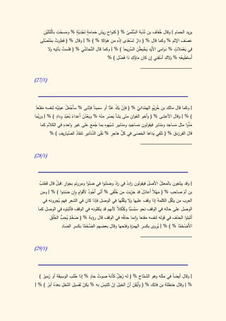 ‫يريد الحمام | وقال خفاف بن ُدبة السلَمى % ( كنواح ريش حمامة نجدية % ومسحت َّلثَتَين‬
      ‫َ ْ ِ بال ْ ِ‬       ‫ٍ َ ْ ٍِّ‬
                                     ‫َ ِ ِ ِ َ‬        ‫ُّ ّ‬     ‫نْ‬        ‫َُ‬
   ‫عصف اإلثم % وكما قال % ( دار لسعدى إذه من هواكا % ) % | وقال % ( فَطرت بمنصِلى‬
      ‫ُ ُْ ُ‬
                  ‫ِ‬                        ‫َ‬    ‫َ ِْ‬
                                                       ‫ٌ ُْ‬                           ‫َ ْ َ‬
         ‫في يعمالت % دوامى األَِد يخ ِطن السريحاَ ) % | وكما قال النجاشي % ( فلست بآتِيه ال‬
           ‫و‬        ‫ُ‬           ‫َّ ّ‬                    ‫ي َ ْ ب ْ َ َّ‬       ‫َ ِ‬  ‫ٍ‬
                                                                                     ‫ََْ‬
                                                ‫ِْ‬        ‫ِ‬               ‫و ِ ِ‬         ‫ِ‬
                                            ‫أَستطيعه % الك أسقني ِإن كان ماؤك ذا فَضل ) %‬
                                                            ‫ُ‬              ‫ْ‬         ‫ُ‬
                                                              ‫____________________‬

‫(0/72)‬




 ‫| وكما قال مالك بن خريٍم الهمداني % ( فإن يك غثَا أو سمينا فإننى % سأَجعل عينيه لنفسه مقنعا‬
 ‫َ ْ ََ‬         ‫ْ َ ُ َْ‬          ‫َ ً ّ‬          ‫ْ َُ َ‬      ‫ْ ّ‬       ‫َُْ‬
               ‫َْ ِ ِ‬
                                          ‫َ ِْ َْ‬        ‫َ ِ‬
‫) % | وقال األعشى % ( وأخو الغوان متَى يشأ يصر منه % ويعدن َعداء بعيد وداد ) % | ورَّما‬
   ‫ب‬                  ‫َ ُْ َ أ ً ُ َ‬
                   ‫ِ‬                                                                      ‫َ ُّ‬
     ‫مدوا مثل مساجد ومنابر فيقولون مساجيد ومنابير شبهوه بما جمع على غير واحده في الكالم كما‬
                                               ‫ّ‬
                                      ‫ُ‬                       ‫َ‬              ‫َ‬    ‫َ‬
                  ‫ُ الص ِ‬       ‫َ ْ َّ ِ‬         ‫ٍ‬    ‫َّ‬                   ‫ِ‬
           ‫قال الفرزدق % ( تَنفي يداها الحصى في كل هاجر % نفى الدناَنير تَنقاد َّياريف ) %‬
                                        ‫َ‬                   ‫َ َ‬       ‫ْ َ‬
                                                                ‫____________________‬

‫(0/82)‬




  ‫| وقد يبلغون بالمعتل األصل فيقولون ادد في اد وضن ِوا في ضنوا ومررتم بجوارَقبل قال َعنب‬
  ‫ق َْ ُ‬   ‫َ َِ ُ‬               ‫ّ‬        ‫ّن‬    ‫رّ‬   ‫رِ ّ‬       ‫َ‬         ‫ّ‬       ‫َ‬
  ‫بن أم صاحب % ( مهالً أَعاذل قد جربت من خلُقى % أنى أَجود ألَقوام وان ضنِنوا ) % | ومن‬
                 ‫َ‬      ‫ٍ‬      ‫ّ ُ ُ‬        ‫ُِ‬      ‫ِ‬
                                                        ‫َّ‬  ‫َِ‬        ‫َْ‬           ‫ّ‬
                                                    ‫و ِّ‬                        ‫َّ‬
    ‫العرب من يثقل الكلمةَ إذا وقف عليها ال يثقلها في الوصل فإذا كان في الشعر فهم ُجرونه في‬
              ‫ي‬
 ‫الوصل على حاله في الوقف نحو سبسَّا وكْلك ّ ألنهم قد يثقلونه في الوقف فأثبتوه في الوصل كما‬
                                                ‫َ ْ َ ب َ ال‬
        ‫َ ْ ٌ ُ ِ ُّ ُ َ‬
        ‫أثبتوا الحذف في قوله لنفسه مقنعا وانما حذفُه في الوقف قال رؤبة % ( ضخم يحب الخلُق‬
                ‫األَضخما % ) % | ُروى بكسر الهم ة وفتحها وقال بعضهم َّخما بكسر الضاد‬
                            ‫الض َ َّ‬                      ‫ز‬              ‫ي‬          ‫ْ َ َّ‬
                                                                ‫____________________‬

‫(0/92)‬




                        ‫َ‬         ‫ُ ٍ‬
  ‫كأنهُ صوت حاد % إذا طلب الوسيقَة أو زمير )‬       ‫| وقال أيضً في مثله وهو الشماخ % ( له زجل‬
                                                   ‫ٌََ‬               ‫َّ‬             ‫ا‬
    ‫َ ُ‬           ‫َ‬
                 ‫ِ ّ ِ‬
‫إن تلتبِس به % يكن لفَسيل النخل بعدهُ آ ِر ) % |‬
       ‫َ بُ‬                   ‫ْ‬        ‫ْ َ ْ‬       ‫% | وقال حنظلة بن فاتك % ( وأَيقَن أن الخيل‬
                                                   ‫َ‬     ‫ْ َ ّ‬                      ‫َ‬
 