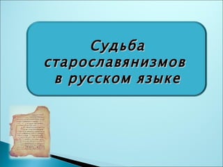 Судьба старославянизмов  в русском языке 