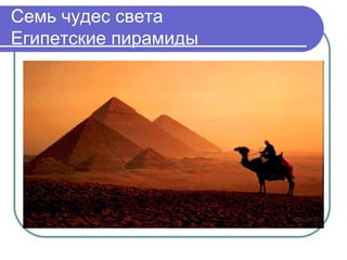 Семь чудес света
Египетские пирамиды
 