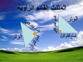 ‫المثلث القائم الزاوية‬
 