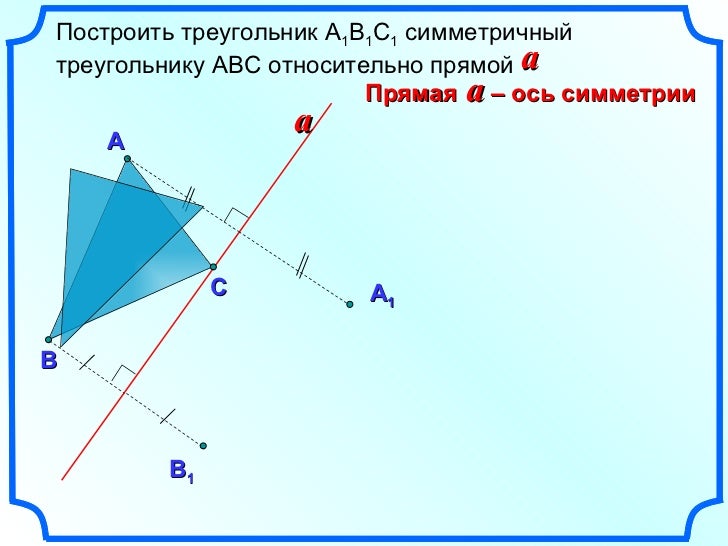 Симметрия относительно прямой в пространстве. Симметричный треугольник относительно оси симметрии. Симметрия относительно прямой.