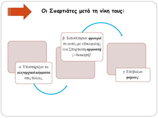 Οι Σπαρτιάτες μετά τη νίκη τους:

 