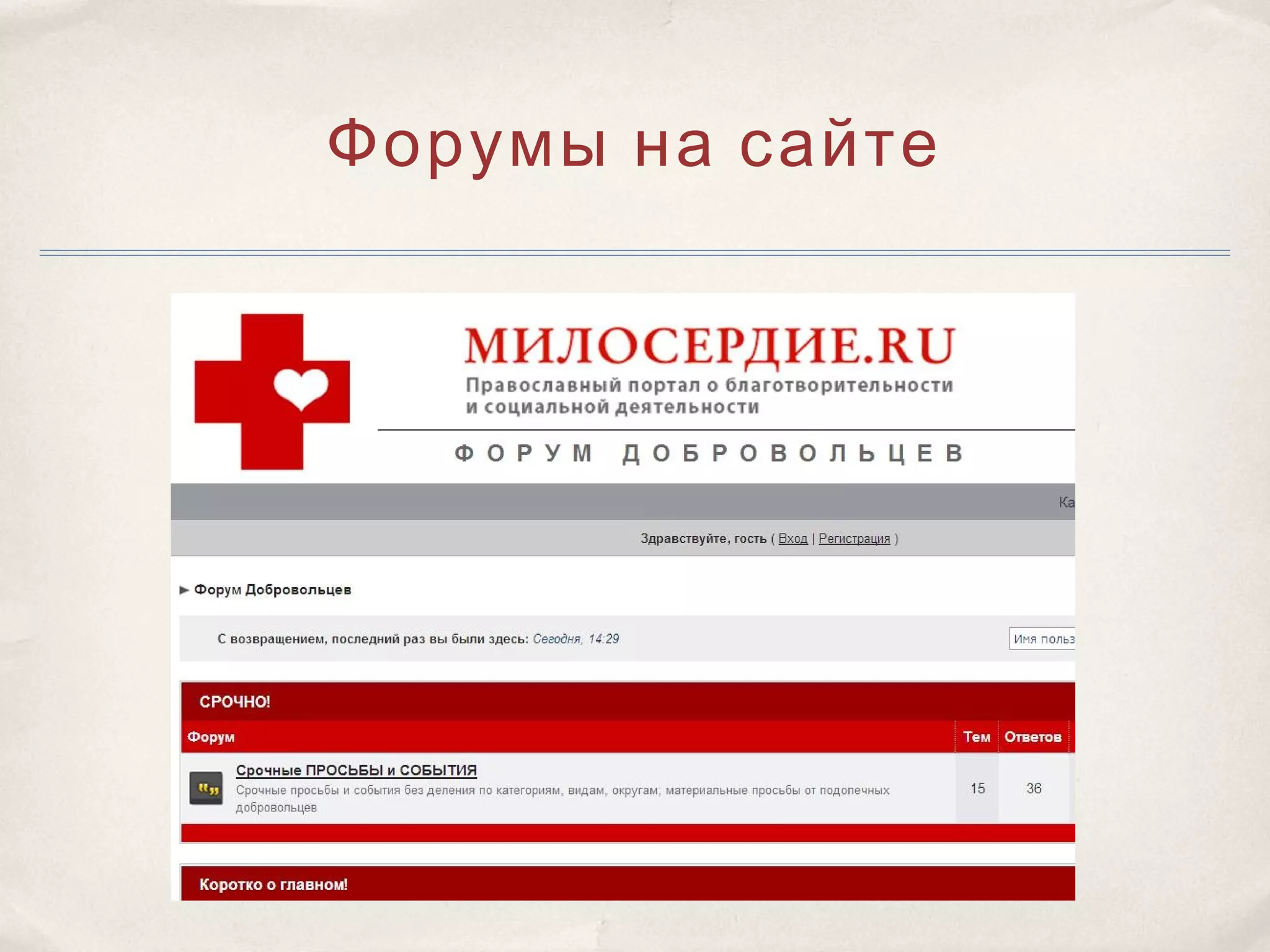 Форумы на сайте
 