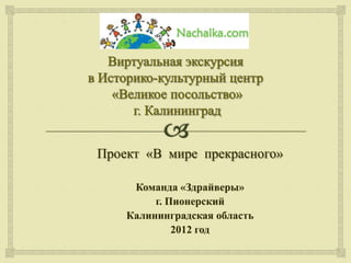 Проект «В мире прекрасного»

     Команда «Здрайверы»
         г. Пионерский
    Калининградская область
             2012 год
 