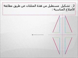 ‫2 . تشكيل مستطيل من هذة المثلثات عن طريق مطابقة‬
                                 ‫الضلع المناسبة :‬
 