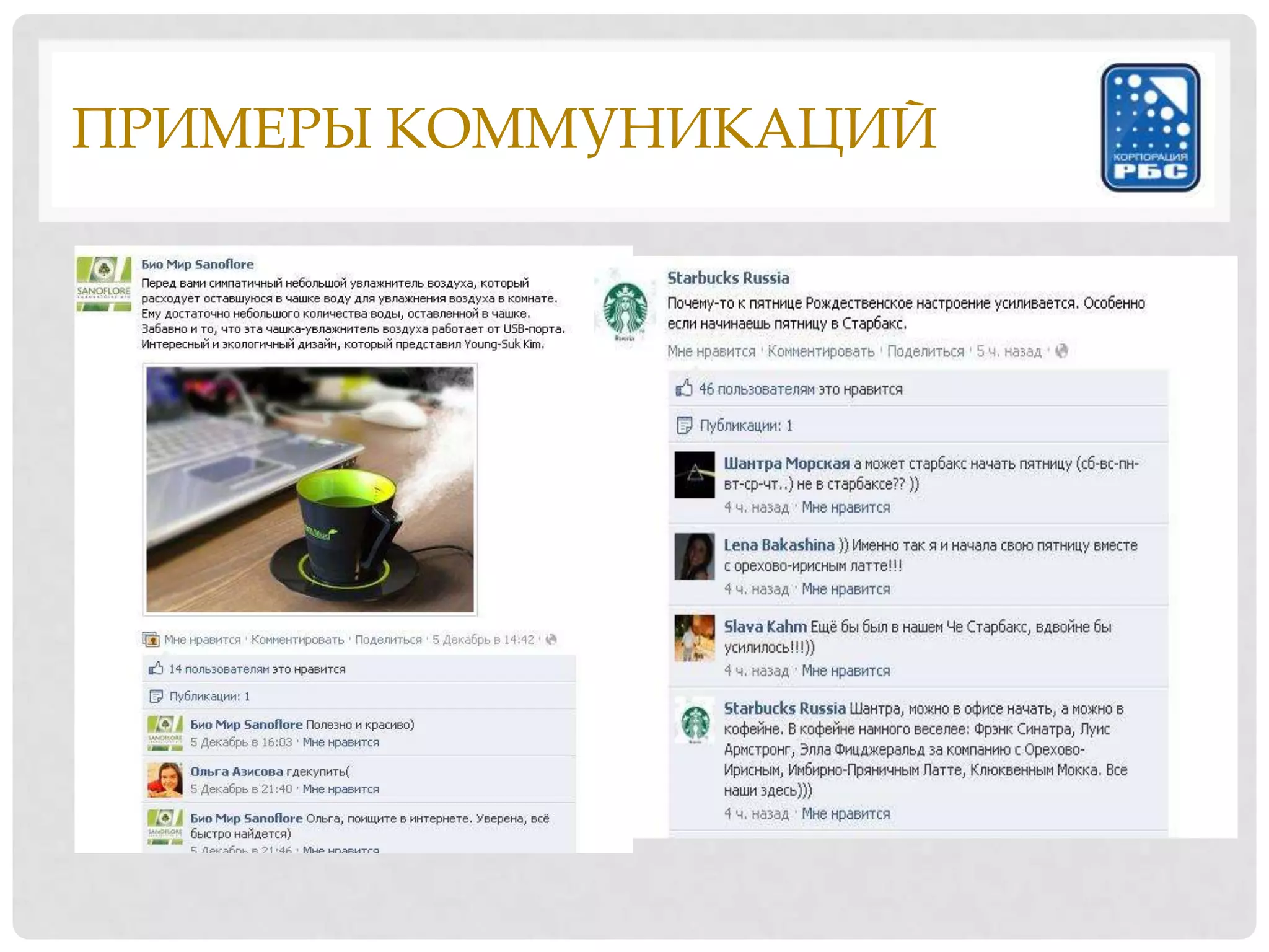 ПРИМЕРЫ КОММУНИКАЦИЙ
 