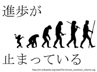 進歩が


止まっている
  http://en.wikipedia.org/wiki/File:Human_evolution_scheme.svg
 