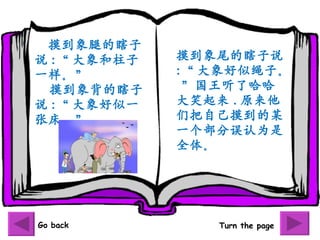 ȵϹ
˵ :    βϹ˵
һ         : ӡ
??󱳵Ϲ     ˹
˵ : һ   Ц . ԭ
Ŵ         ǰԼĳ
??           һΪ
             ȫ塣




Go back         Turn the page
 