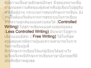 Controlled
Writing)
Less Controlled Writing)
              Free Writing)
 