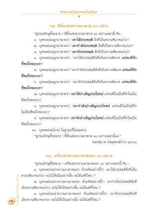 ¢âÕ§«“¡πà“√Ÿâ®“°æ√–‰µ√ªîÆ°


                                                       ˆÚ. ∑’Ëµ—Èß·Ààß§«“¡Õ“¶“µ Ò Õ¬à“ß
                                              ç¥Ÿ°àÕπ¿‘°…ÿ∑—ÈßÀ≈“¬ ! ∑’Ëµ—Èß·Ààß§«“¡Õ“¶“µ Ò Õ¬à“ß‡À≈à“π’È §◊Õ:-
                                              Ò. ∫ÿ§§≈¬àÕ¡ºŸ°Õ“¶“µ«à“ ù‡¢“‰¥âª√–æƒµ‘  ‘Ëß∑’Ë‡ªìπ§«“¡æ‘π“»·°à‡√“û
                                              Ú. ∫ÿ§§≈¬àÕ¡ºŸ°Õ“¶“µ«à“ ù‡¢“°”≈—ßª√–æƒµ‘  ‘Ëß∑’Ë‡ªìπ§«“¡æ‘π“»·°à‡√“û
                                              Û. ∫ÿ§§≈¬àÕ¡ºŸ°Õ“¶“µ«à“ ù‡¢“®—°ª√–æƒµ‘  ‘Ëß∑’Ë‡ªìπ§«“¡æ‘π“»·°à‡√“û
                                              Ù. ∫ÿ§§≈¬àÕ¡ºŸ°Õ“¶“µ«à“ ù‡¢“‰¥âª√–æƒµ‘ ‘Ëß∑’Ë‡ªìπ§«“¡æ‘π“» ·°à§π∑’Ë√—°
                                   ∑’ËæÕ„®¢Õß‡√“û
                                              ı. ∫ÿ§§≈¬àÕ¡ºŸ°Õ“¶“µ«à“ ù‡¢“°”≈—ßª√–æƒµ‘ ß∑’‡ªìπ§«“¡æ‘π“» ·°à§π∑’√°
                                                                                            ‘Ë Ë                    Ë—
                                   ∑’ËæÕ„®¢Õß‡√“û
                                              ˆ. ∫ÿ§§≈¬àÕ¡ºŸ°Õ“¶“µ«à“ ù‡¢“®—°ª√–æƒµ‘ Ë‘ß∑’Ë‡ªìπ§«“¡æ‘π“» ·°à§π∑’Ë√—°
                                   ∑’ËæÕ„®¢Õß‡√“û
                                              ˜. ∫ÿ§§≈¬àÕ¡ºŸ°Õ“¶“µ«à“ ù‡¢“‰¥â∫”‡æÁ≠ª√–‚¬™πå ·°à§π∑’Ë ‰¡à‡ªìπ∑’√°‰¡à‡ªìπ
                                                                                                                 Ë—
                                   ∑’ËæÕ„®¢Õß‡√“û
                                              ¯. ∫ÿ§§≈¬àÕ¡ºŸ°Õ“¶“µ«à“ ù‡¢“°”≈—ß∫”‡æÁ≠ª√–‚¬™πå ·°à§π∑’Ë ‰¡à‡ªìπ∑’Ë√—°
                                   ‰¡à‡ªìπ∑’ËæÕ„®¢Õß‡√“û
                                              ˘. ∫ÿ§§≈¬àÕ¡ºŸ°Õ“¶“µ«à“ ù‡¢“®—°∫”‡æÁ≠ª√–‚¬™πå ·°à§π∑’Ë ‰¡à‡ªìπ∑’√°‰¡à‡ªìπ
                                                                                                                 Ë—
                                   ∑’ËæÕ„®¢Õß‡√“û
                                             Ò. ∫ÿ§§≈¬àÕ¡‚°√∏ „π∞“π–∑’Ë ‰¡à ¡§«√
                                              ç¥Ÿ°àÕπ¿‘°…ÿ∑—ÈßÀ≈“¬ ! ∑’Ëµ—Èß·Ààß§«“¡Õ“¶“µ Ò Õ¬à“ß‡À≈à“π’È·≈.é
                                                                                         ∑ °π‘∫“µ Õ—ß§ÿµµ√π‘°“¬ ÚÙ/Òˆ

                                                    ˆÛ. ‡§√◊ËÕßπ”§«“¡Õ“¶“µÕÕ° Ò Õ¬à“ß
                                           ç¥Ÿ°àÕπ¿‘°…ÿ∑—ÈßÀ≈“¬ ! ‡§√◊ËÕßπ”§«“¡Õ“¶“µÕÕ° Ò Õ¬à“ß‡À≈à“π’È §◊Õ :-
                                           Ò. ∫ÿ§§≈¬àÕ¡π”§«“¡Õ“¶“µÕÕ° ¥â«¬§‘¥Õ¬à“ßπ’È«à“ ‡¢“‰¥âª√–æƒµ‘ ‘Ëß∑’Ë‡ªìπ
     æ√–‰µ√ªîÆ°©∫—∫ ”À√—∫ª√–™“™π




                                   §«“¡æ‘π“»·°à‡√“ ®–‰¡à „Àâ‡ªìπÕ¬à“ßπ—Èπ ®–‰¥â·µà∑’Ë ‰Àπ ?
                                           Ú. ∫ÿ§§≈¬àÕ¡π”§«“¡Õ“¶“µÕÕ° ¥â«¬§‘¥Õ¬à“ßπ’È«à“ ‡¢“°”≈—ßª√–æƒµ‘ ‘Ëß∑’Ë
                                   ‡ªìπ§«“¡æ‘π“»·°à‡√“ ®–‰¡à „Àâ‡ªìπÕ¬à“ßπ—Èπ ®–‰¥â·µà∑’Ë ‰Àπ ?
                                           Û. ∫ÿ§§≈¬àÕ¡π”§«“¡Õ“¶“µÕÕ° ¥â«¬§‘¥Õ¬à“ßπ’È«à“ ‡¢“®—°ª√–æƒµ‘ Ë‘ß∑’Ë
32                                 ‡ªìπ§«“¡æ‘π“»·°à‡√“ ®–‰¡à „Àâ‡ªìπÕ¬à“ßπ—Èπ ®–‰¥â·µà∑’Ë ‰Àπ ?
 