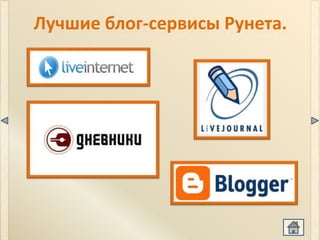 Лучшие блог-сервисы Рунета.
 