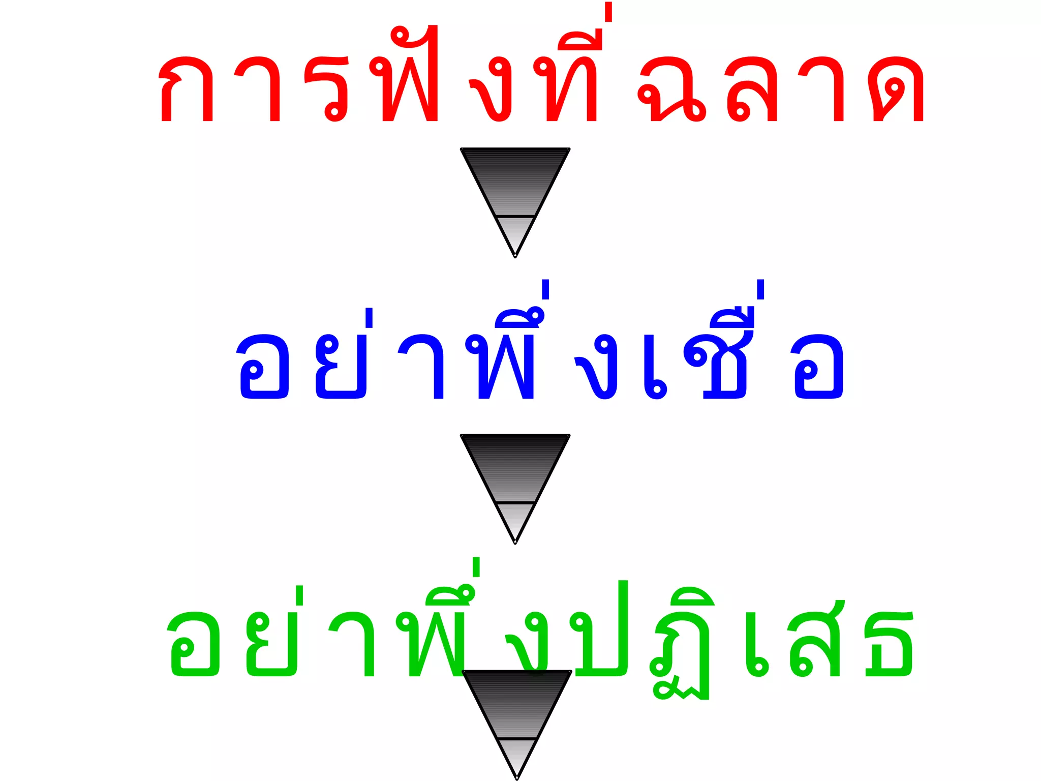 กำรฟั ง ที ่ ฉ ลำด

 อย่ ำ พึ ่ ง เชื ่ อ

อย่ ำ พึ ่ ง ปฏิ เ สธ
 