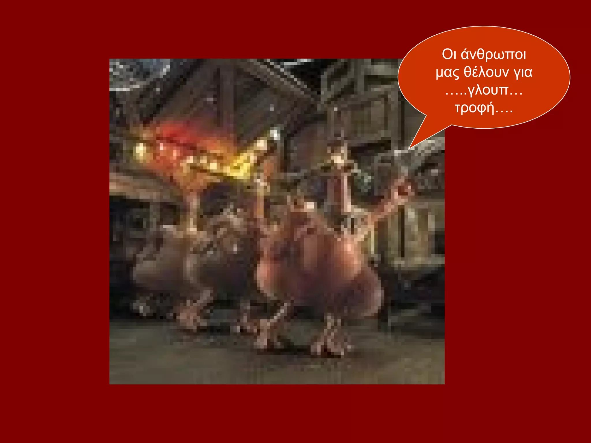 Οι άνθρωποι
μας θέλουν για
 …..γλουπ…
  τροφή….
 