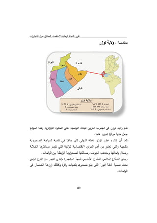 ‫ﻘﺻﺎء اﻟﺣﻘﺎﺋق ﺣوﻝ اﻟﺗﺟﺎوزت‬
 ‫ا‬         ‫ﺣ‬            ‫ﺗﻘرﻳر ﺟﻧﺔ اﻟوطﻧﻳﺔ ﻻﺳﺗﻘ‬
                                       ‫اﻟﻠﺟ‬

                                                     ‫و ﺗوزر‬
                                                     ‫ﺳﺎدﺳﺎ : وﻻﻳﺔ ر‬




‫ود اﻟﺟ اﺋرﻳﺔ وﻫذا اﻟﻣوﻗﻊ‬
          ‫و‬     ‫ز‬      ‫ﺔ ﻋﻠﻰ اﻟﺣدو‬
                                 ‫وب اﻟﻐرﺑﻲ ﻠﺑﻼد اﻟﺗوﻧﺳﻳﺔ‬
                                             ‫ﻟﻠ‬        ‫ﺗﻘﻊ ﻻﻳﺔ زر ﻓﻲ اﻟﺟﻧو‬
                                                                 ‫و ﺗوز‬
                                                  ‫ﺟﻌﻝ ﻣﻧﻬﺎ ﻣرﻛز ﺗﺟﺎرﻳﺎ ﻫﺎﻣﺎ.‬
                                                    ‫ﻫّ‬         ‫ﻣر ا‬
‫ﻛﻣﺎ أن ﺷﺎء ﻣطﺎر وزر ﻧﻔطﺔ دوﻟﻲ ﻛﺎن ﺣﺎﻓز ﻓﻲ ﻣﻳﺔ اﻟﺳﻳﺎﺣﺔ اﻟﺻﺣ اوﻳﺔ‬
   ‫ر‬                ‫ﺗﻧﻣ‬     ‫ﺣ ا‬         ‫اﻟد‬          ‫ﺗو‬        ‫ّ إﻧﺷﺎ‬
‫ﻫﺎ اﻟﺧﻼﺑﺔ‬
        ‫ﺑﺎﻟﺟﻬﺔ و ﻲ ﺗﻌﺗﺑر ﻣن أﻫم اﻟﻣوارد اﻻﻗﺗﺻﺎدﻳﺔ ﻟ ﻻﻳﺔ اﻟﺗﻲ ﺗﺗﻣﻳز ﺑﻣﻧﺎظر‬
        ‫ر‬          ‫ﺗ‬         ‫ﻟﻠو‬                               ‫اﻟﺗﻲ‬
          ‫اوﻳﺔ اﻟ اﺑطﺔ ﺑﻳن اﻟواﺣﺎت.‬
                          ‫ر‬       ‫وﺟﻣﺎﻝ و ﺗﻬﺎ وﻣﻼﻋب اﻟﺟوﻟف ﺳﺎﻟﻛﻬﺎ اﻟﺻﺣر‬
                                  ‫ر‬          ‫وﻣﺳ‬              ‫اﺣﺎﺗ‬
‫ج اﻟﺗﻣور ﻣن ع اﻟرﻓﻳﻊ‬
        ‫اﻟﻧو‬       ‫ﺳﻲ ﻟﻠﺟﻬﺔ ﻣﺷﻬو ة ﺑﺈﻧﺗﺎج‬
                          ‫اﻟﻣﺷ ر‬        ‫ع اﻟﻔﻼﺣﻲ ﻘطﺎع اﻷﺳﺎﺳ‬
                                                 ‫اﻟﻘ‬      ‫وﻳﺑﻘﻰ اﻟﻘطﺎع‬
‫ت واﻓ ة ﻟك ﺑز اﻋﺔ ﻟﺧﺿﺎر ﻓﻲ‬
       ‫ر اﻟ‬      ‫ﺗﺣت ﺗﺳﻣﻳﺔ "دﻗﻠﺔ اﻟﻧور" اﻟﺗﻲ ﻳﻘﻊ ﺗﺻ ﻫﺎ ﺑﻛﻣﻳﺎت ر وﻛذﻟ‬
                                ‫ﺻدﻳر‬
                                                                    ‫اﻟواﺣﺎت.‬



                                           ‫ 941‬
‫ ‬
 