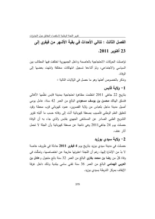 تقرير اللجنة الوطنية لاستقصاء الحقائق حول التجاوزات و الانتهاكات -افريل 2012 