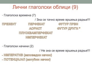 Лични глаголски облици (9)
 