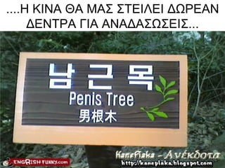 ....Η ΚΙΝΑ ΘΑ ΜΑΣ ΣΤΕΙΛΕΙ ΔΩΡΕΑΝ
     ΔΕΝΤΡΑ ΓΙΑ ΑΝΑΔΑΣΩΣΕΙΣ...
 