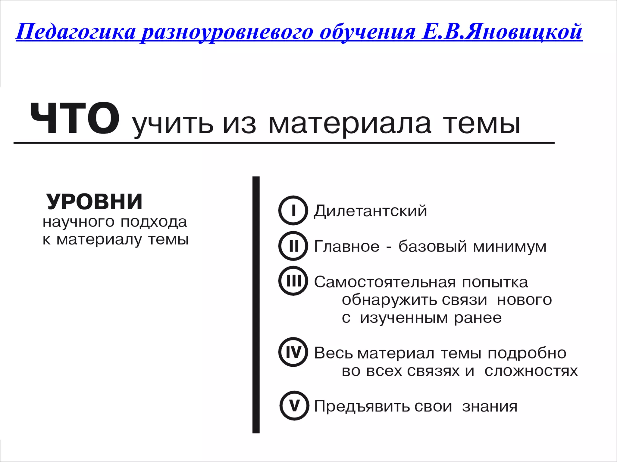 Педагогика разноуровневого обучения Е.В.Яновицкой




                                               5
 