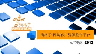 淘格子 网购客户资源整合平台
        元宝电商 2012
 