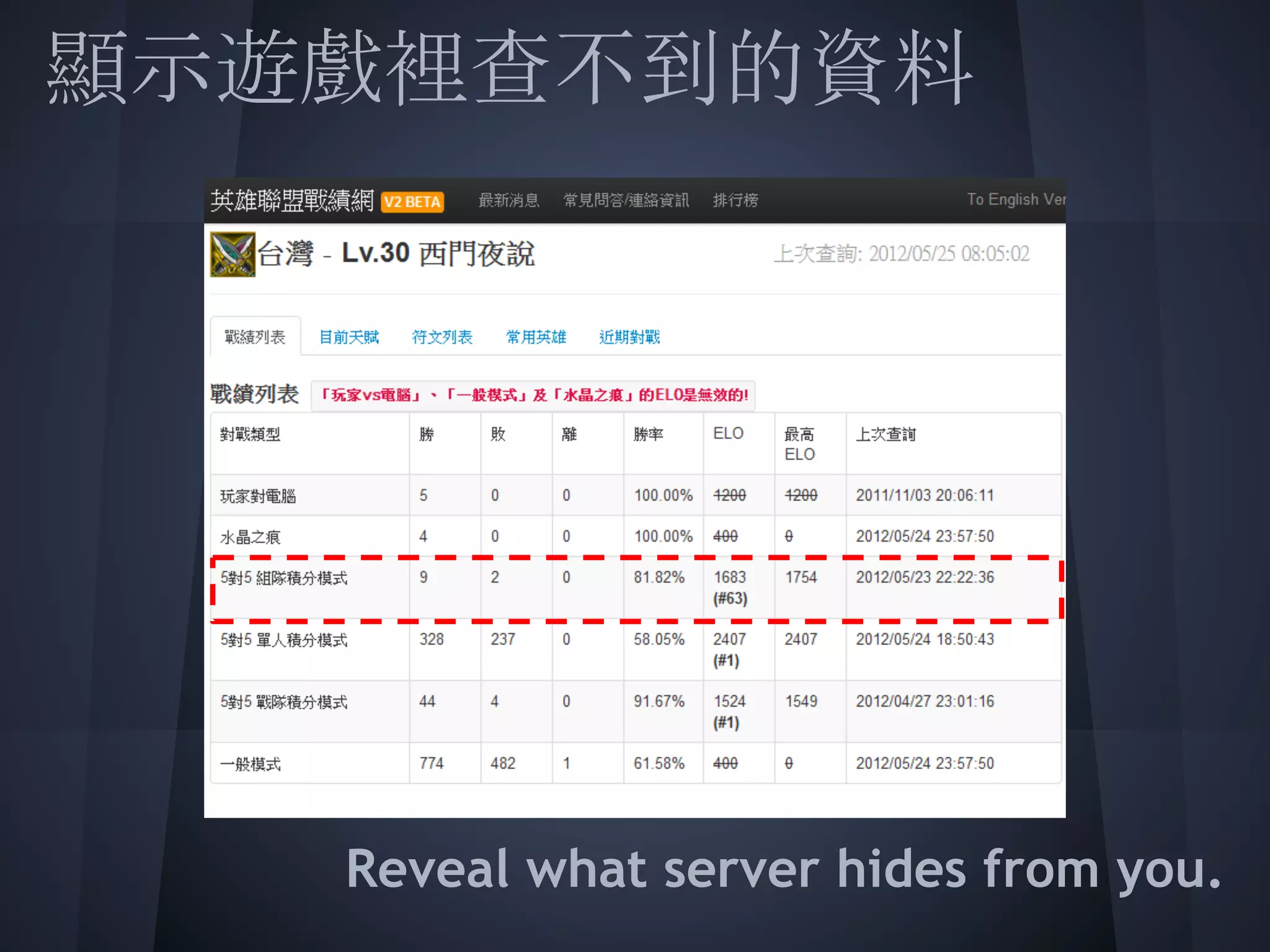 顯示遊戲裡查不到的資料
 
 
 
 
 
 
 
    Reveal what server hides from you.
 