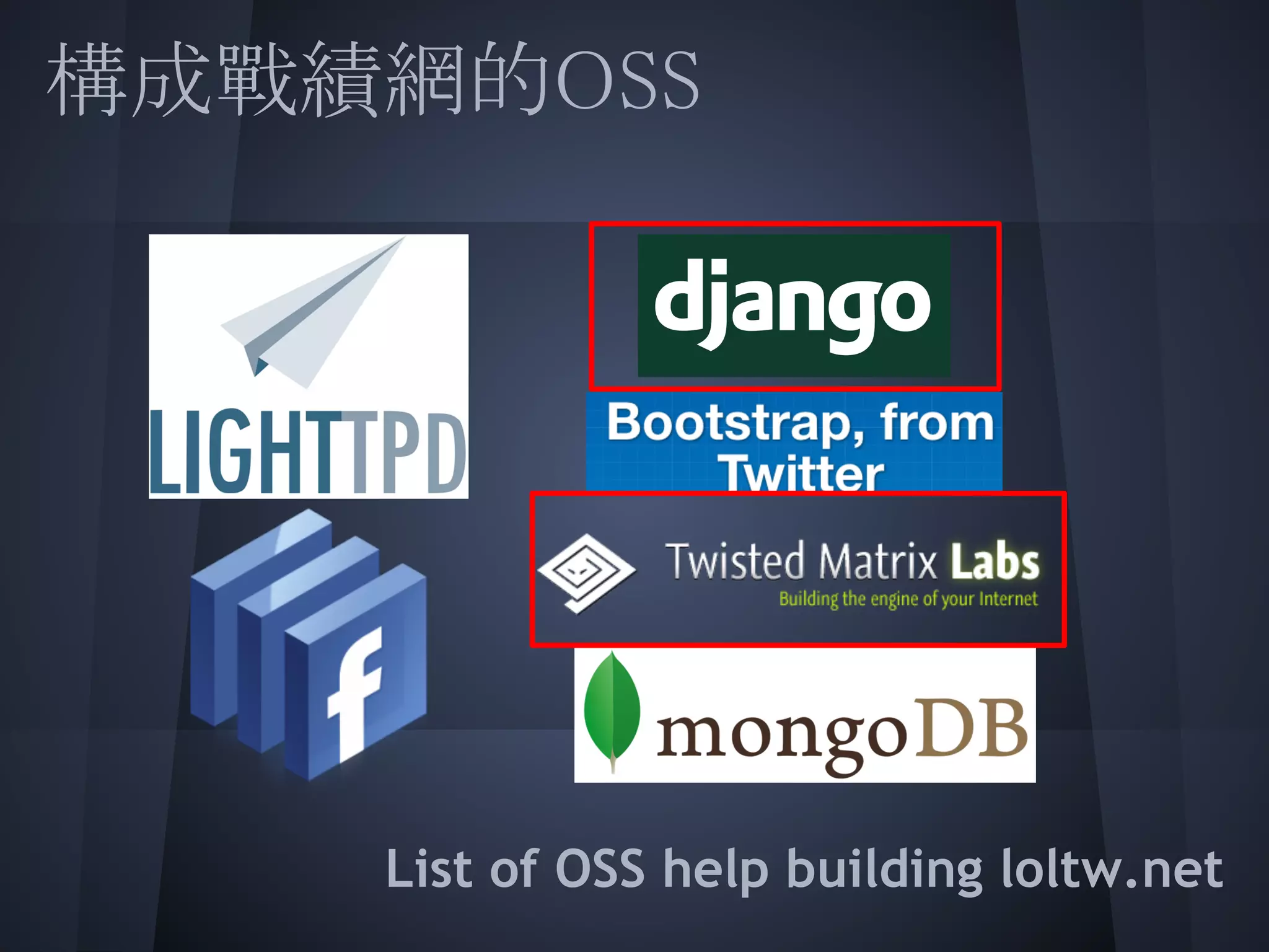 構成戰績網的OSS
 
 
 
 
 
 
 
    List of OSS help building loltw.net
 
