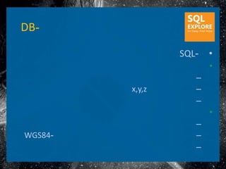DB-

                 SQL-   •
                        •
                    –
         x,y,z      –
                    –
                        •
                    –
WGS84-              –
                    –
 