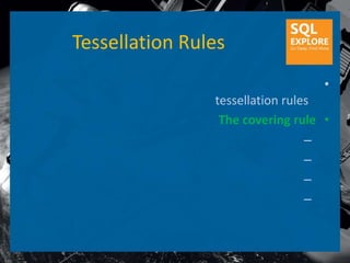 Tessellation Rules
                                   •
                tessellation rules
                 The covering rule •
                                 –
                                 –
                                 –
                                 –
 