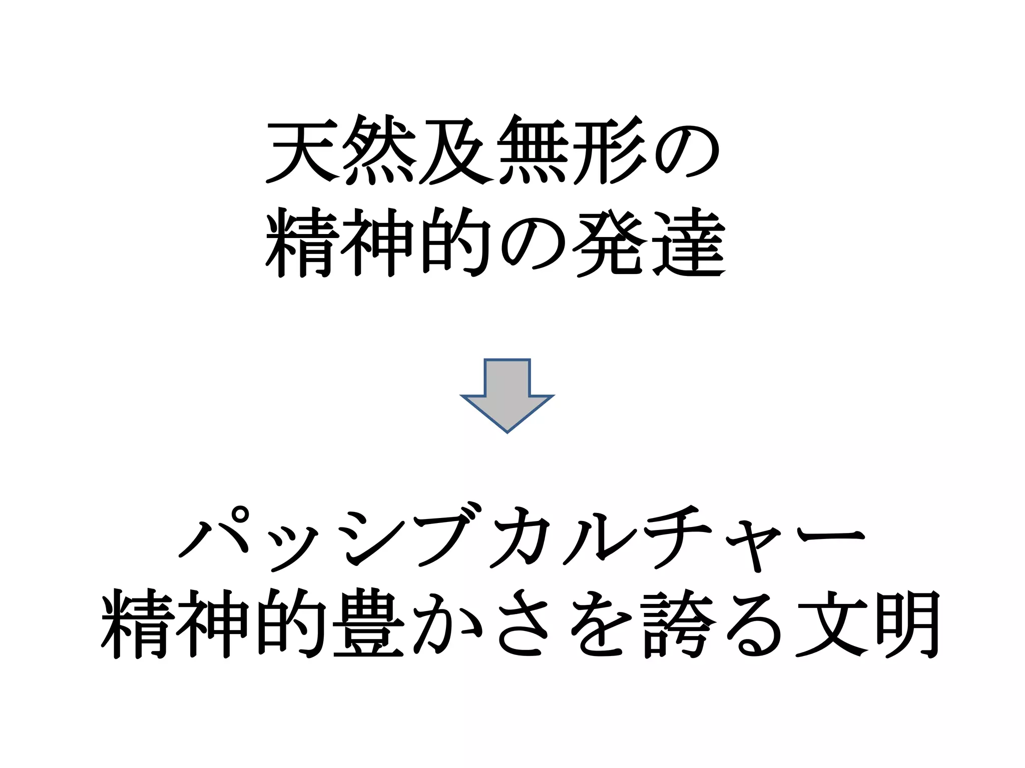 天然及無形の
  精神的の発達


 パッシブカルチャー
精神的豊かさを誇る文明
 