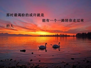 那时最渴盼的或许就是
         能有一个一路陪你走过来
的人
 