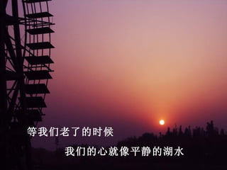 等我们老了的时候
   我们的心就像平静的湖水
 