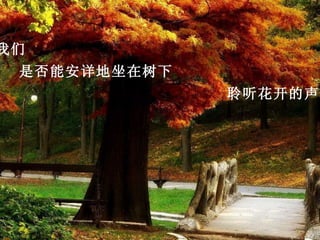 我们
 是否能安详地坐在树下
              聆听花开的声音
 