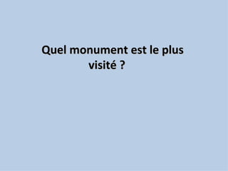 Quel monument est le plus
       visité ?
 