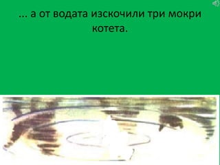 ... а от водата изскочили три мокри
                котета.
 