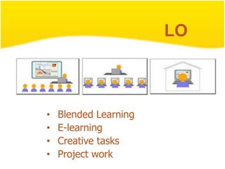 LO



•   Blended Learning
•   E-learning
•   Creative tasks
•   Project work
 